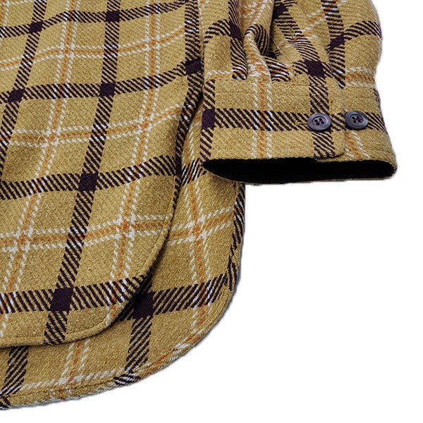 DRIES VAN NOTEN CALENDO 9292 M．W．SHIRT YELフラップポケットチェックネルシャツ 古着・中古-4枚目のアイテム画像