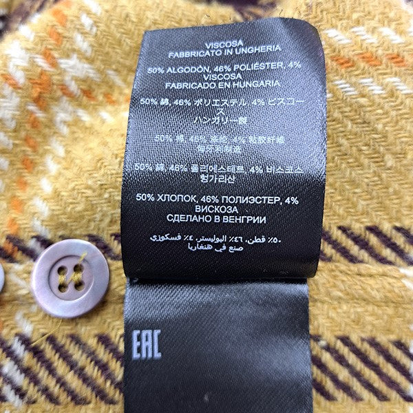 DRIES VAN NOTEN CALENDO 9292 M．W．SHIRT YELフラップポケットチェックネルシャツ 古着・中古-7枚目のアイテム画像