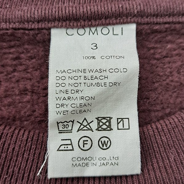 COMOLI 22AWコットン吊裏毛クルーネック 裏起毛ラグランスウェットトレーナーY03-05002 古着・中古-5枚目のアイテム画像