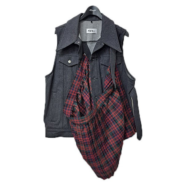 KIDILL(キディル) 26SSSLEEVELESS PLEATS SKIRT DENIM JACKETプリーツ