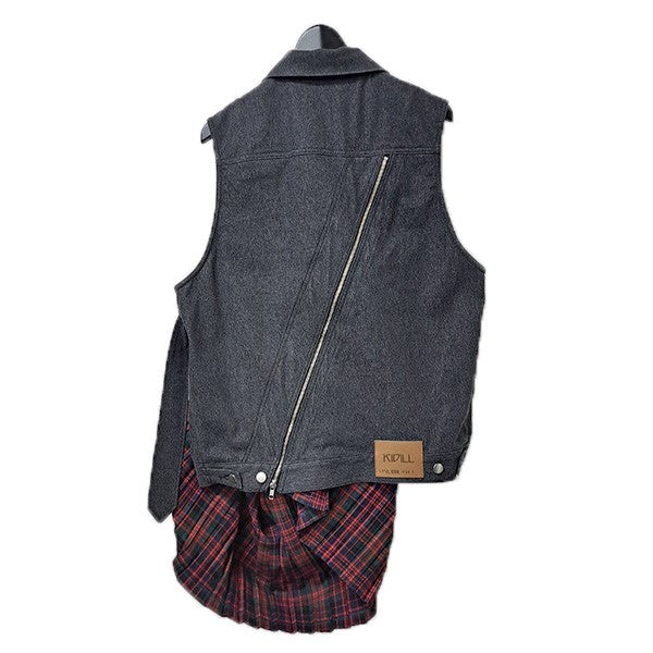 KIDILL(キディル) 26SSSLEEVELESS PLEATS SKIRT DENIM JACKETプリーツ