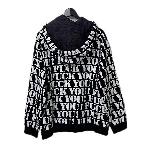 NUMBER (N)INE 06SSGUNS期ダメージ加工 FUCK YOU パーカー 総柄ZIPUPスウェットパーカー 古着・中古-2枚目のアイテム画像