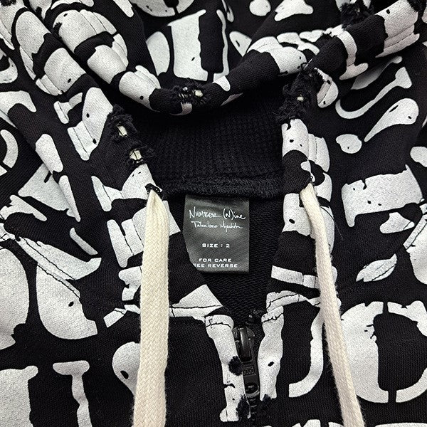 NUMBER (N)INE 06SSGUNS期ダメージ加工 FUCK YOU パーカー 総柄ZIPUPスウェットパーカー 古着・中古-4枚目のアイテム画像