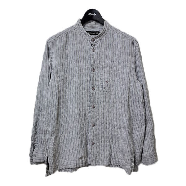 ISSEY MIYAKE MEN ダブルガーゼバンドカラーハーフスリーブシャツ ISSEY MIYAKE MEN(イッセイミヤケ) ガーゼストライプバンドカラー