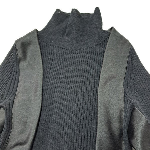 24SSKnit Pulloverサテン切替リブニットタートルネックセーター24-07233