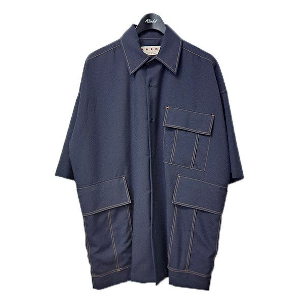 23AWトロピカルウール半袖シャツ　オーバーサイズシャツCUMU0207A0