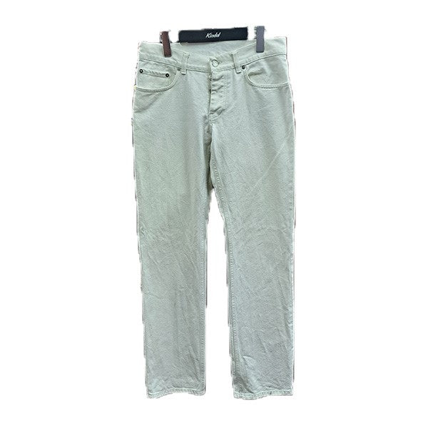 ボタンフライパンツ　ホワイトデニムストレートパンツ745 HR COATED DENIM