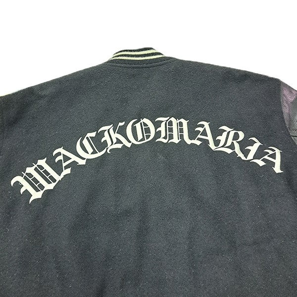 WACKO MARIA LEATHER VARSITY JACKET袖レザーメルトンスタジャン 古着・中古-4枚目のアイテム画像