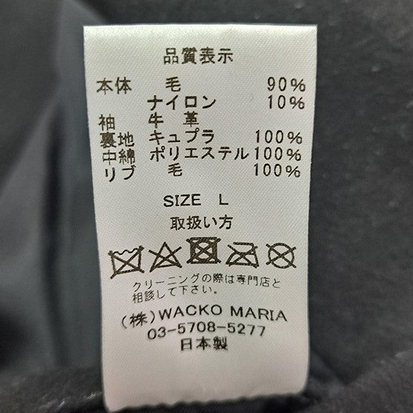 WACKO MARIA LEATHER VARSITY JACKET袖レザーメルトンスタジャン 古着・中古-6枚目のアイテム画像