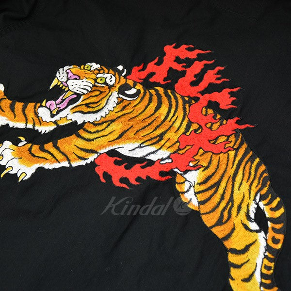 タイガー刺繍アーミーシャツ　虎　ミリタリーシャツ