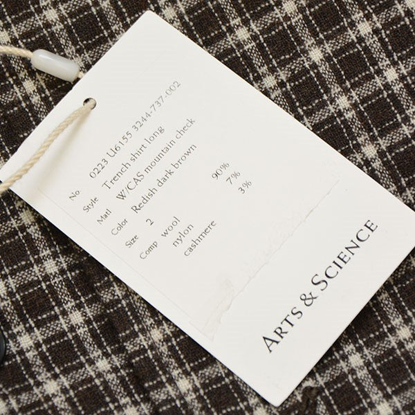 ARTS＆SCIENCE Trench shirt long チェック柄トレンチシャツコート 0223-U6155-3244 古着・中古-8枚目のアイテム画像