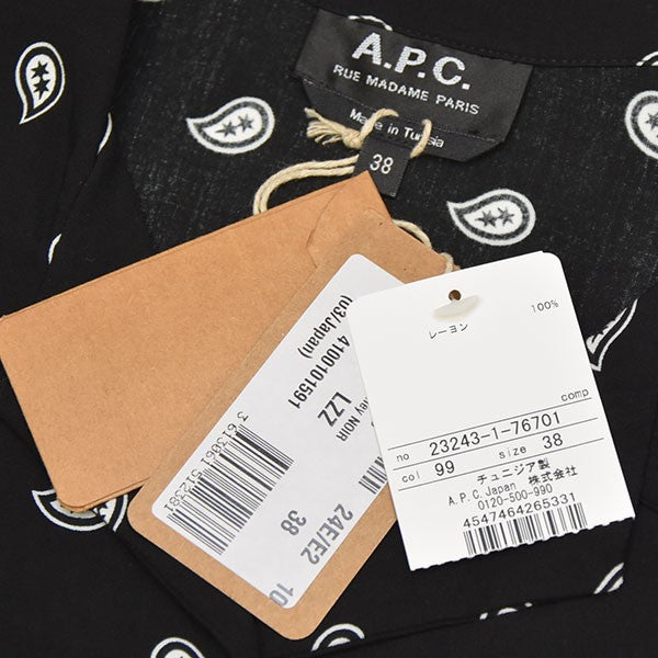 A．P．C．(アーペーセー) ペイズリー柄シャツ ブラック サイズ