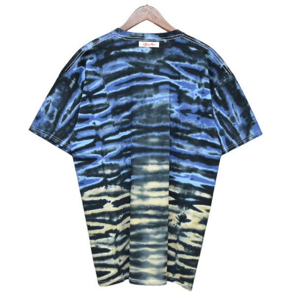 AFENDS S（8号）BLUE TIE DYE 麻Tシャツ 新品未使用！ SYUMAN．(シュウマン) TIE DYED TEE タイダイ染めTシャツ ブルー