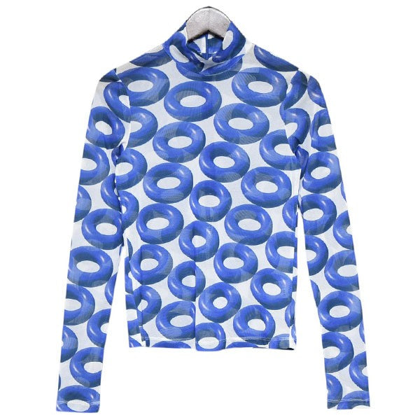 YOHEI OHNO 2023SS Donut Pattern Mesh Top シースルーロングスリーブTシャツ メッシュトップス 古着・中古-1枚目のアイテム画像