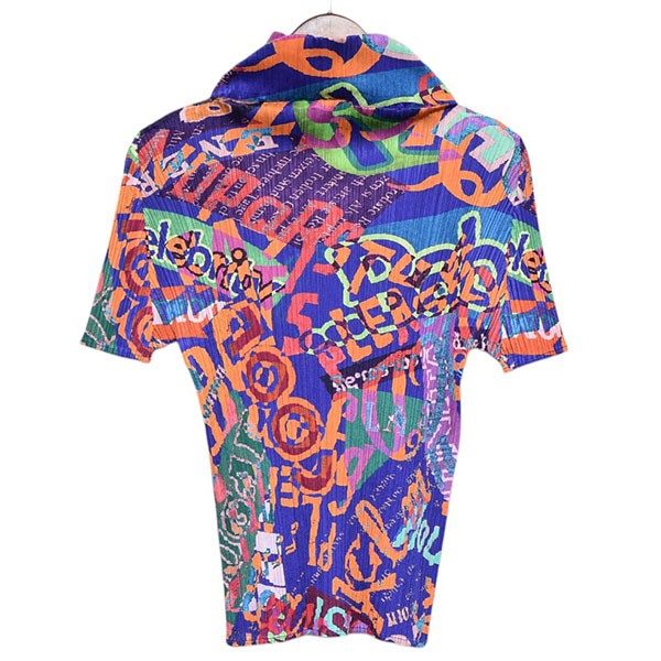 PLEATS PLEASE ISSEY MIYAKE 総柄ハイネックプリーツTシャツ PP71-JK511 古着・中古-1枚目のアイテム画像