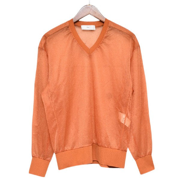 【値下げ】TOGA PULLA 2020SS　Shiny jersey pullover　シースルーニットセーター　TP01-JK253 オレンジ サイズ：36 (三軒茶屋店) TOGA PULLA(トーガプルラ) 2020SS Shiny jersey pullover