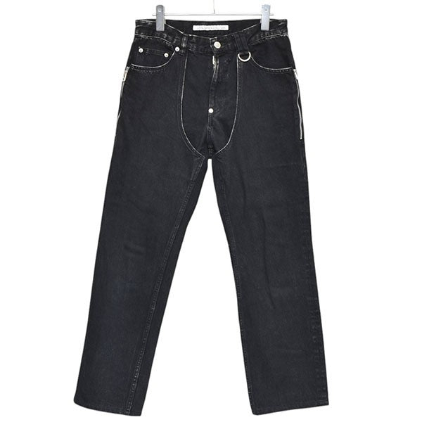 Washed denim wide pants