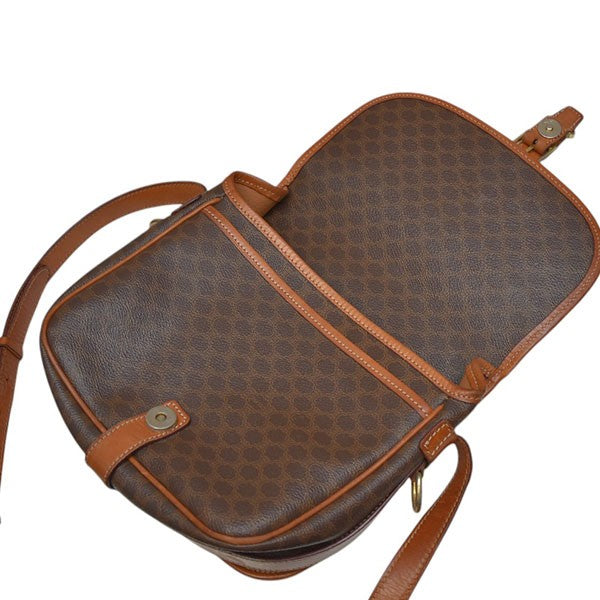 【美品】CELINE マカダム柄フラップショルダーバッグ ブラウン ヴィンテージ マカダム柄フラップショルダーバッグ JMB11 ブラウン