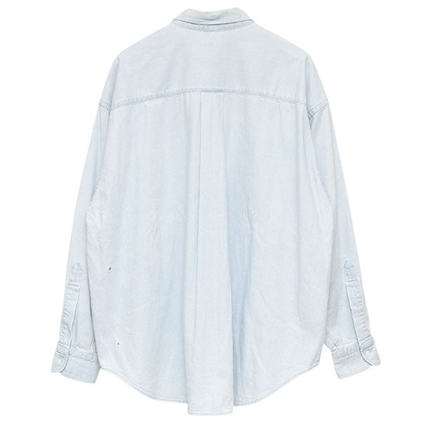 値下【希少・人気モデル】OFF-WHITE デニムシャツ ダメージ加工 ペイント H BEAUTY＆YOUTH(エイチビューティアンドユース) ダメージ加工