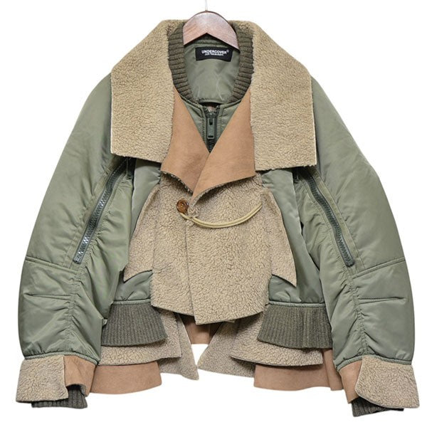 UNDERCOVER 2024AW フェイクムートン切替mix MA-1 ミリタリージャケット ブルゾン UA2B1203 古着・中古-1枚目のアイテム画像