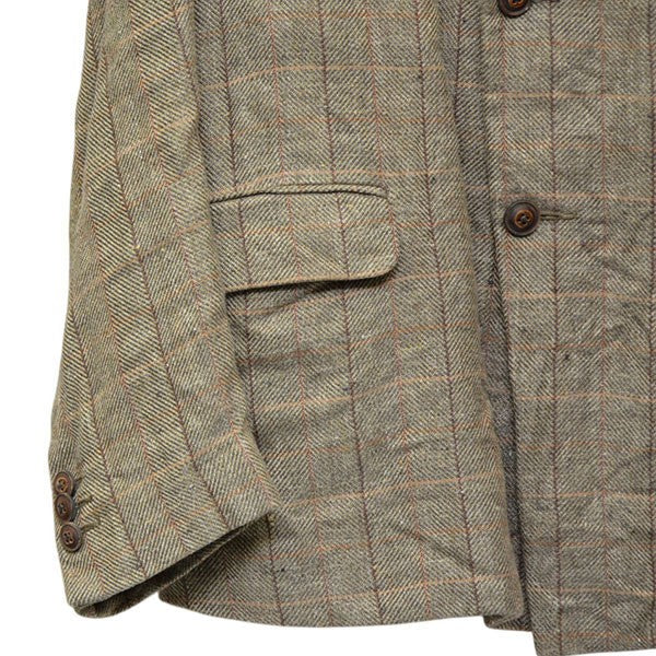 【Nigel Cabourn】チェック柄リネン混ノーカラーライトジャケット Nigel Cabourn】チェック柄リネン混ノーカラーライトジャケット