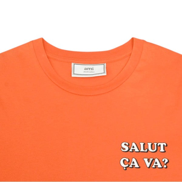 AMI Alexandre Mattiussi SALUT CA VA T SHIRT メッセージプリントＴシャツ E18J161．71 古着・中古-3枚目のアイテム画像