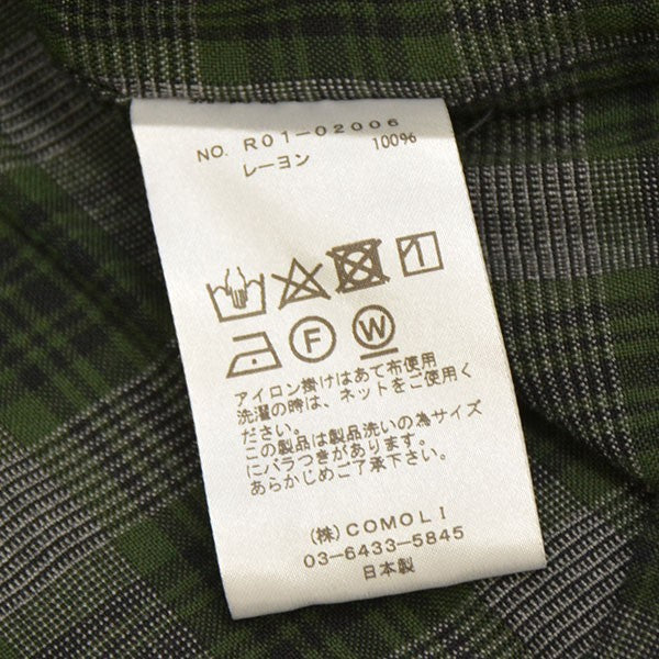 COMOLI レーヨンシャツ　Green size2 comoli レーヨンオープンカラーシャツ グリーン サイズ2 COMOLI