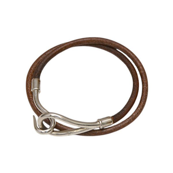 【美品】HERMES ジャンボ 2連ブレスレット シルバー&ブラウン HERMES(エルメス) ジャンボ 2連ブレスレット ブラウン×シルバー