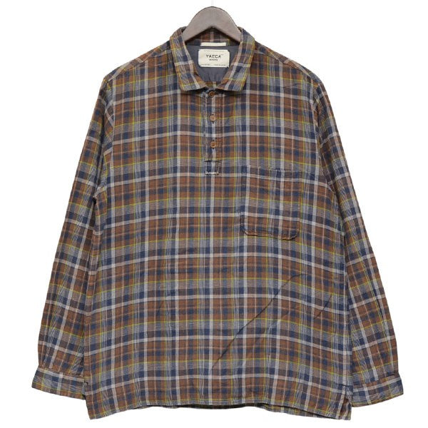 超美品　YAECAヤエカ/コンフォートシャツ/ブラウン/ギンガムチェック/ S YAECA(ヤエカ) プルオーバーチェックシャツ 14129 14129