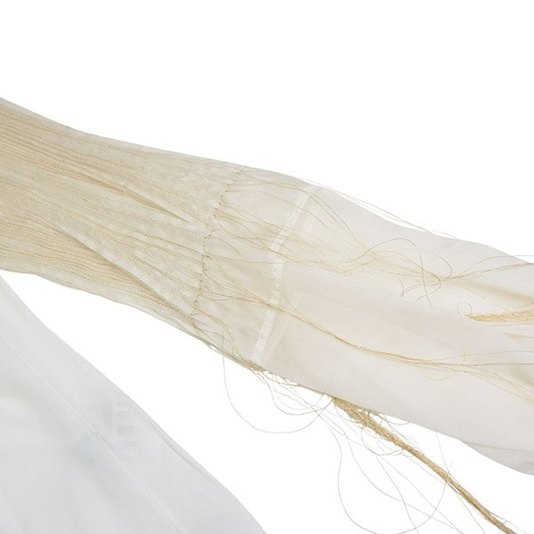 Embroidered Pleated-Sleeve Crepe Blouse　袖フリンジシャツ　S2109020AP