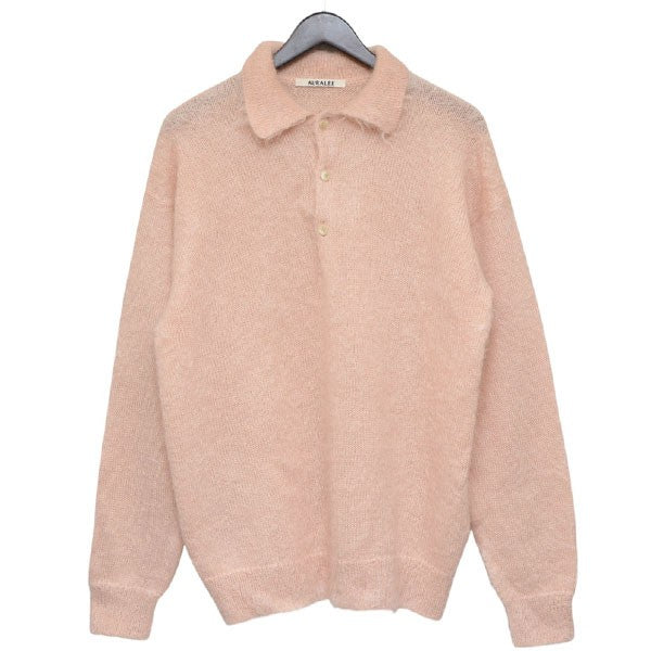 AURALEE 2024AW BRUSHED SUPER KID MOHAIR KNIT POLO モヘアニットポロシャツ セーター A24AP02KM 古着・中古-1枚目のアイテム画像