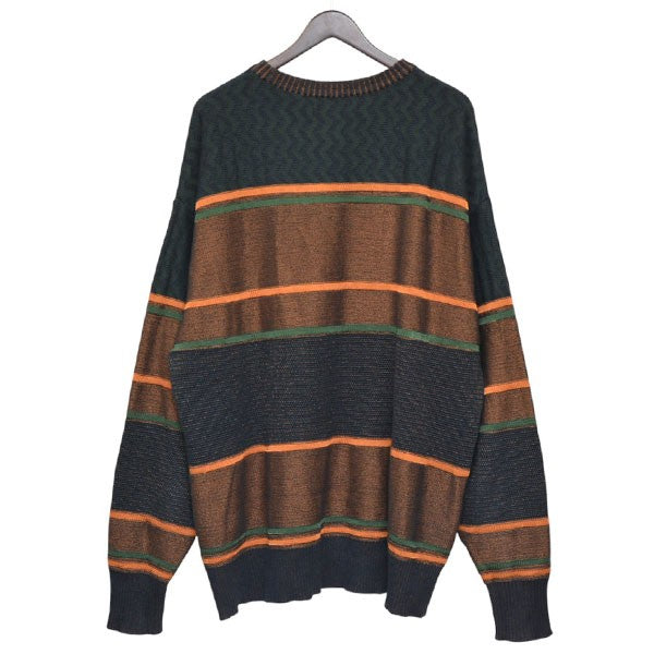 COGNOMEN THREE-TONE KNIT PULLOVER スリートーンクルーネックコットンリネンニット セーター RE-KN-U01 古着・中古-2枚目のアイテム画像