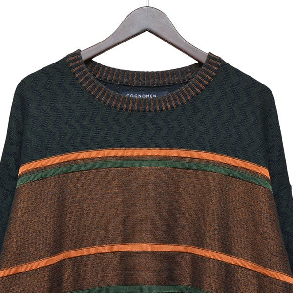 COGNOMEN THREE-TONE KNIT PULLOVER スリートーンクルーネックコットンリネンニット セーター RE-KN-U01 古着・中古-3枚目のアイテム画像