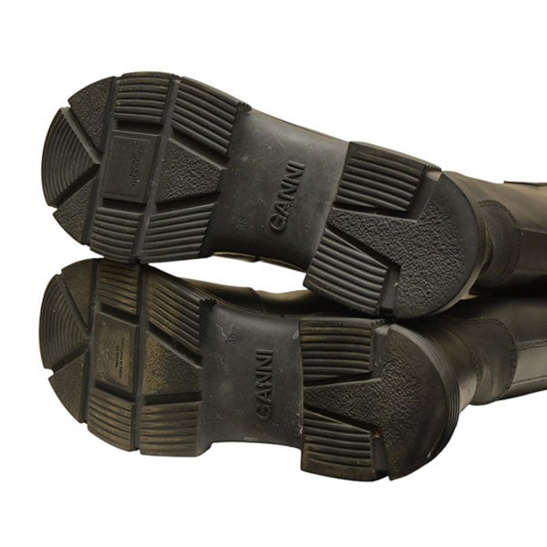 GANNI リサイクルラバーロングブーツ ブラック 38 Ganni(ガニー) リサイクルラバーロングブーツ ブラック サイズ 38