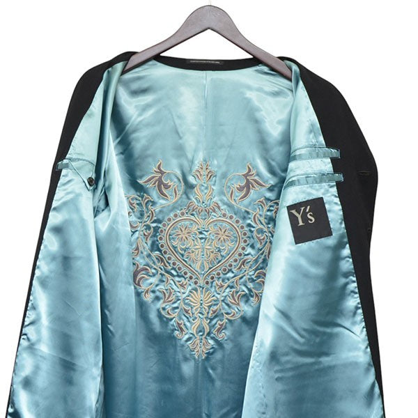 Y’S for men ウールギャバハーフコート 裏地刺繍コート ME-J12-100 古着・中古-3枚目のアイテム画像