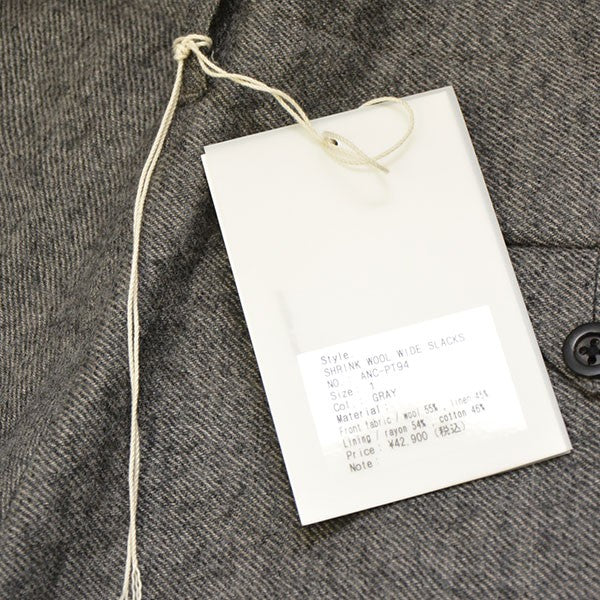 2025AW　SHRINK WOOL WIDE SLACKS　ウールリネンワイドスラックスパンツ　ANC-PT94