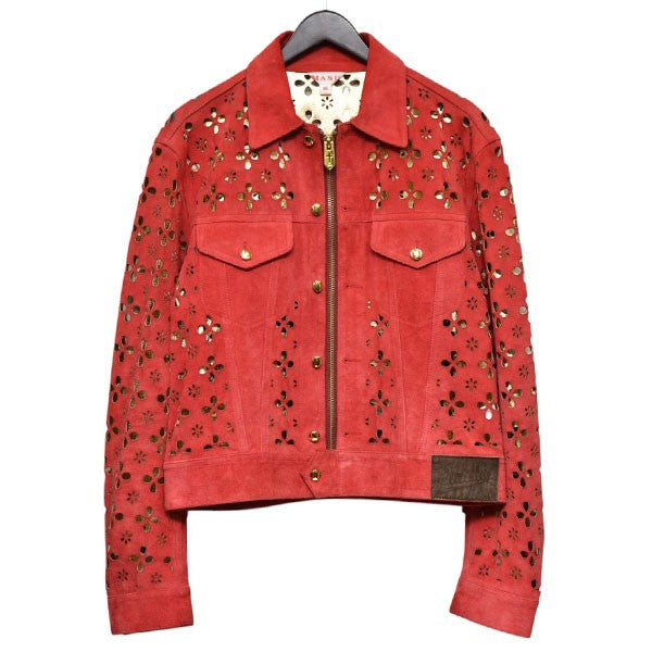 ジャケット・アウター masu22aw flowercut leather truckerjacket MASU(エムエーエスユー) 2022AW FLOWER-CUT LEATHER TRUCKER JACKET