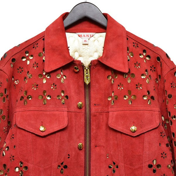 MASU 2022AW FLOWER-CUT LEATHER TRUCKER JACKET フラワーカットレザートラッカージャケット MVFW-BL0722 古着・中古-3枚目のアイテム画像