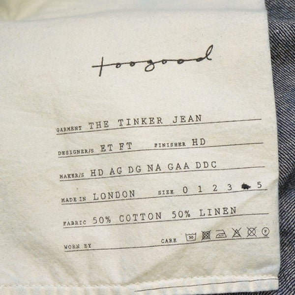 toogood THE TINKER JEAN BRITISH DENIM TROUSER INDIGO デニムパンツ 古着・中古-6枚目のアイテム画像
