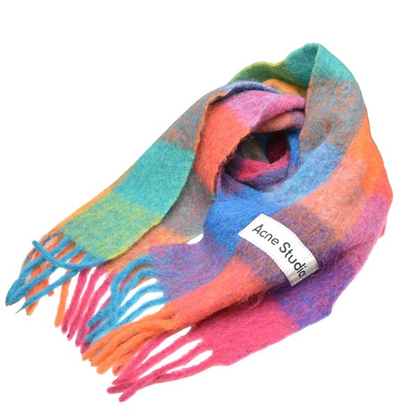 モヘアチェックスカーフ　大判マフラー　CA0084-