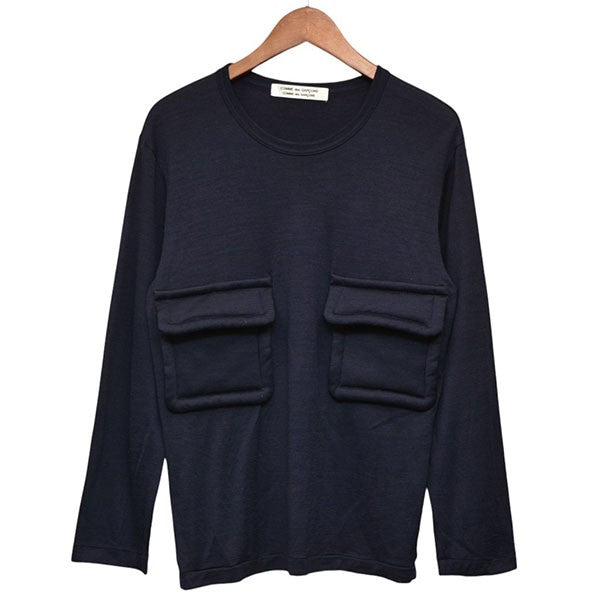 COMME des GARCONS COMME des GARCONS 2025AW 梳毛ウール天竺ポケットセーター ポケットクルーネックニット RP-T013 古着・中古-1枚目のアイテム画像