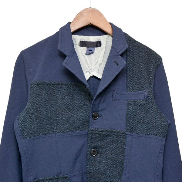 COMME des GARCONS SHIRT 2011AW ヘリンボーン切替ポリエステル縮絨テーラードジャケット パッチワークジャケット W19111 古着・中古-3枚目のアイテム画像