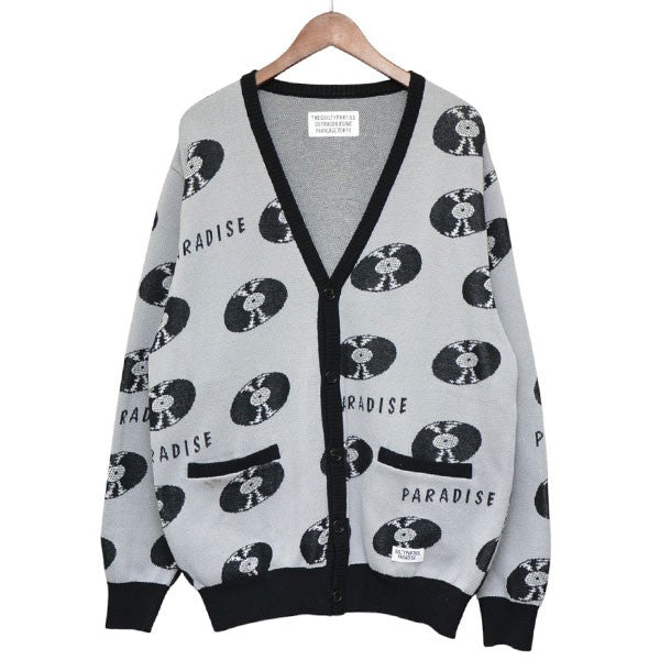 WACKO MARIA 2024SS RECORDS JACQUARD KNIT CARDIGAN レコードジャガードコットンニットカーディガン 24SS-WMK-KN17 古着・中古-1枚目のアイテム画像