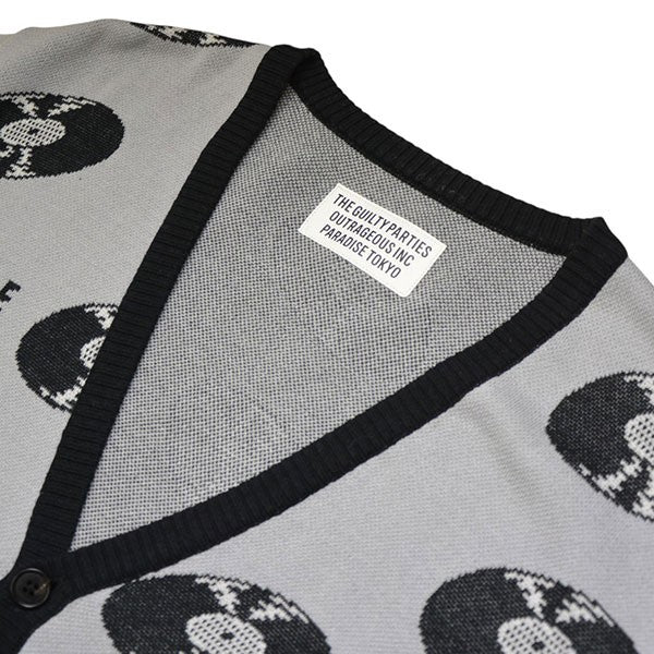 WACKO MARIA 2024SS RECORDS JACQUARD KNIT CARDIGAN レコードジャガードコットンニットカーディガン 24SS-WMK-KN17 古着・中古-3枚目のアイテム画像