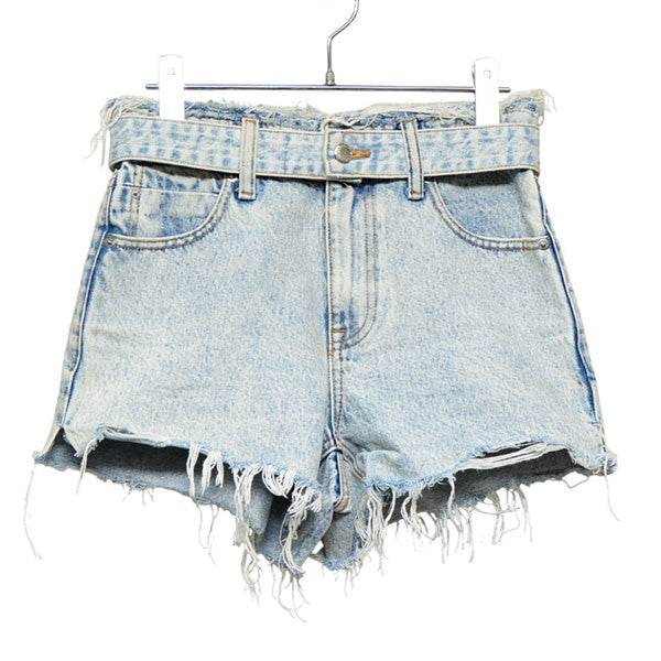 ALEXANDER WANG BELTED FRAYED BITE SHORTS IN DENIM ベルテッドデニムショートパンツ ダメージ加工 4DC2224081 古着・中古-1枚目のアイテム画像