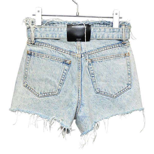 ALEXANDER WANG BELTED FRAYED BITE SHORTS IN DENIM ベルテッドデニムショートパンツ ダメージ加工 4DC2224081 古着・中古-2枚目のアイテム画像