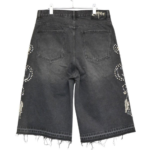 The Boy Has No Patience LUMINOUS RHINESTONE CROPPED JEANS ラインストーンデニムショートパンツ 25WO-NP-AW01 古着・中古-2枚目のアイテム画像
