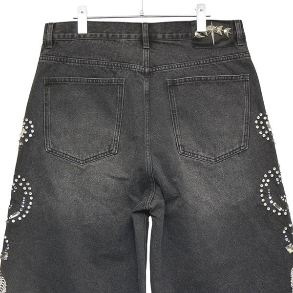 The Boy Has No Patience LUMINOUS RHINESTONE CROPPED JEANS ラインストーンデニムショートパンツ 25WO-NP-AW01 古着・中古-5枚目のアイテム画像