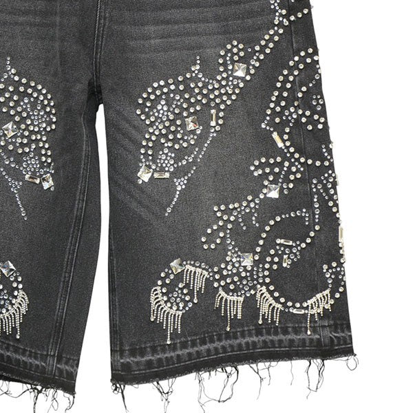 The Boy Has No Patience LUMINOUS RHINESTONE CROPPED JEANS ラインストーンデニムショートパンツ 25WO-NP-AW01 古着・中古-6枚目のアイテム画像