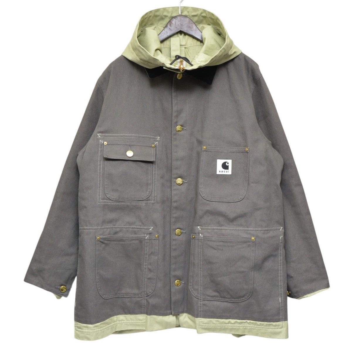 sacai×CARHARTT WIP 2024SS Carhartt WIP Reversible Coat ダック地リバーシブルフーデッドジャケット 24-03390M 古着・中古-1枚目のアイテム画像